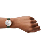 Emporio Armani Mother of Pearl Dial Green Leather Strap Watch For Women - AR11150