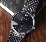 Emporio Armani Kappa Black Dial Silver Steel Strap Watch For Men - AR11152