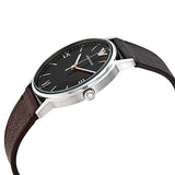 Emporio Armani Kappa Quartz Black Dial Brown Leather Strap Watch For Men - AR11153