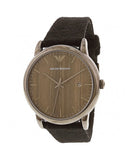 Emporio Armani Luigi Analog Brown Dial Black Leather Strap Watch For Men - AR11156