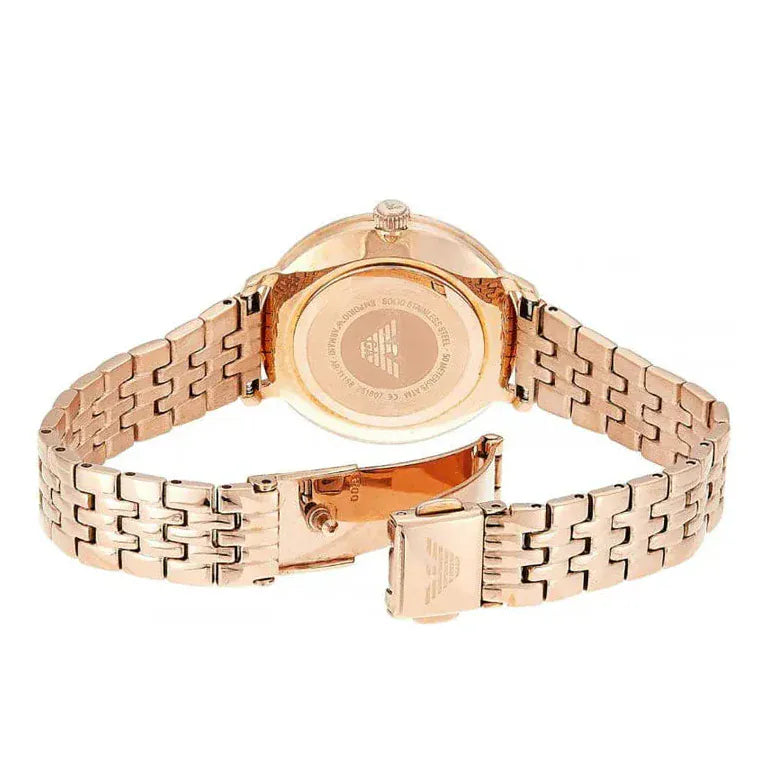 Emporio Armani Modern Mother of Pearl White Dial Rose Gold Steel Strap Watch for Women - AR11158