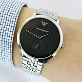 Emporio Armani Classic Quartz Black Dial Silver Steel Strap Watch For Men - AR11161