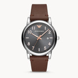 Emporio Armani Luigi Quartz Grey Dial Brown Leather Strap Watch For Men - AR11175