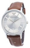 Emporio Armani Renato Quartz Silver Dial Brown Leather Strap Watch For Men - AR11185