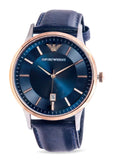 Emporio Armani Renato Analog Blue Dial Blue Leather Strap Watch For Men - AR11188