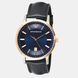 Emporio Armani Renato Analog Blue Dial Black Leather Strap Watch For Men - AR2506