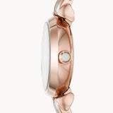 Emporio Armani Gianni T-Bar Mother of Pearl Dial Rose Gold Steel Strap Watch For Women - AR11203