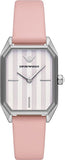 Emporio Armani Quartz White Dial Pink Leather Strap Watch For Women - AR11207