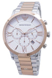 Emporio Armani Giovanni Chronograph Quartz White Dial Two Tone Steel Strap Watch For Men - AR11209