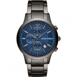 Emporio Armani Renato Chronograph Quartz Blue Dial Black Steel Strap Watch For Men - AR11215