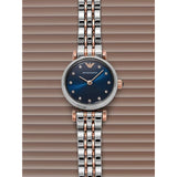 Emporio Armani Gianni T Bar Quartz Blue Dial Two Tone Steel Strap Watch For Women - AR11222