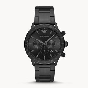 Emporio Armani Mario Chronograph Black Dial Black Steel Strap Watch For Men - AR11242