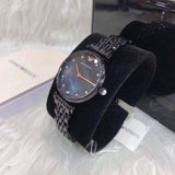 Emporio Armani Gianni T-Bar Quartz Black Mother of Pearl Dial Black Steel Strap Watch For Women - AR11268