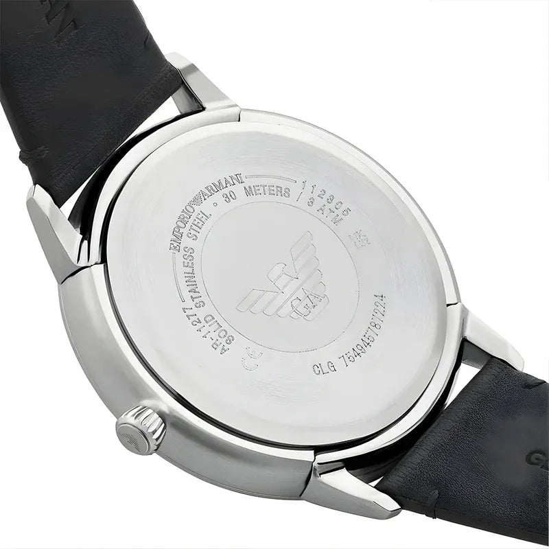 Emporio Armani Ruggero Grey Dial Black Leather Strap Watch for Men  - AR11277