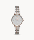 Emporio Armani Gianni T-Bar Silver Dial Two Tone Steel Strap Watch For Women - AR11293