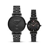 Emporio Armani Gianni T Bar All Black Diamond Dial Watch For Women - AR11245