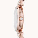 Emporio Armani Gianni T-Bar Mother of Pearl Dial Rose Gold Steel Strap Watch For Women - AR11316