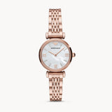 Emporio Armani Gianni T-Bar Mother of Pearl Dial Rose Gold Steel Strap Watch For Women - AR11316