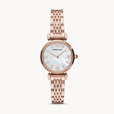 Emporio Armani Gianni T-Bar Mother of Pearl Dial Rose Gold Steel Strap Watch For Women - AR11316