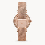 Emporio Armani Gianni T Bar Mother of Pearl Dial Rose Gold Mesh Bracelet Watch For Women - AR11320