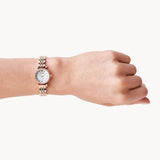 Emporio Armani Gianni T-Bar Mother of Pearl Dial Rose Gold Steel Strap Watch For Women - AR11203