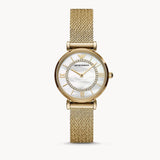 Emporio Armani Gianni T Bar Mother of Pearl Dial Gold Mesh Bracelet Watch For Women - AR11321