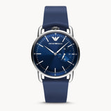 Emporio Armani Aviator Quartz Blue Dial Blue Leather Strap Watch For Men - AR11335