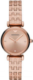 Emporio Armani Gianni T Bar Quartz Rose Gold Dial Rose Gold Steel Strap Watch For Women - AR11342