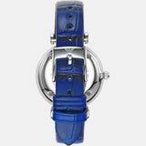 Emporio Armani Gianni T Bar Quartz Crystals Silver Dial Blue Leather Strap Watch For Women - AR11344