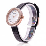 Emporio Armani Rosa Quartz Mother Of Pearl White Dial Black Leather Strap Watch For Women - AR11356