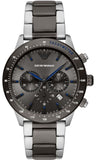 Emporio Armani Chronograph Grey Dial Two Tone Steel Strap Watch For Men - AR11391