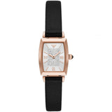 Emporio Armani Gianni T Bar Quartz White Dial Black Leather Strap Watch For Women - AR11408