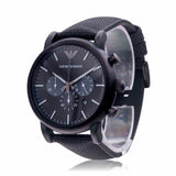 Emporio Armani Luigi Analog Black Dial Black Leather Strap Watch For Men - AR11450