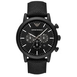 Emporio Armani Luigi Analog Black Dial Black Leather Strap Watch For Men - AR11450