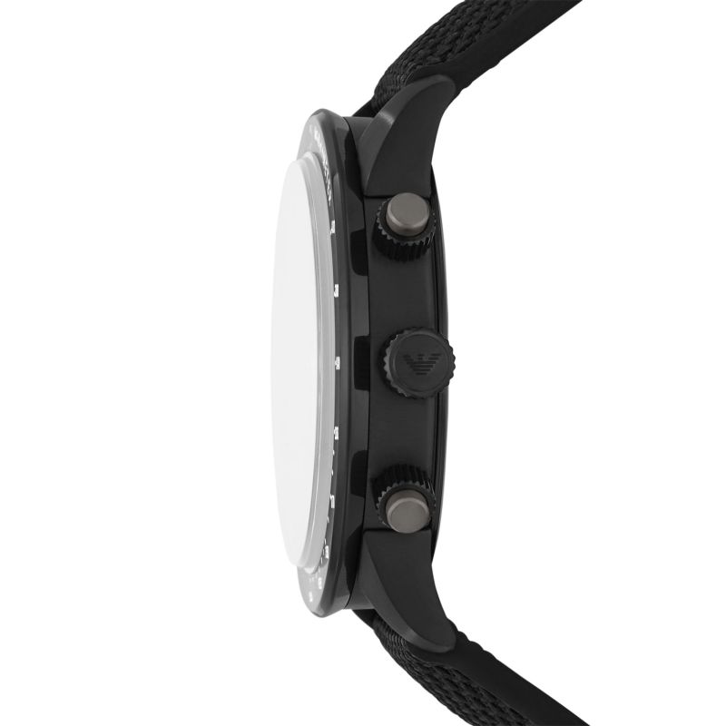 Emporio Armani Mario Chronograph Black Dial Black Nylon Strap Watch For Men - AR11453