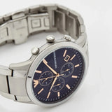 Emporio Armani Renato Chronograph Blue Dial Silver Steel Strap Watch For Men - AR11458