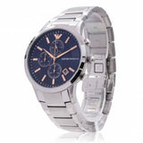 Emporio Armani Renato Chronograph Blue Dial Silver Steel Strap Watch For Men - AR11458