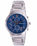 Emporio Armani Renato Chronograph Blue Dial Silver Steel Strap Watch For Men - AR11458