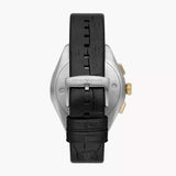 Emporio Armani Claudio Chronograph Silver Dial Black Leather Strap Watch For Men - AR11498