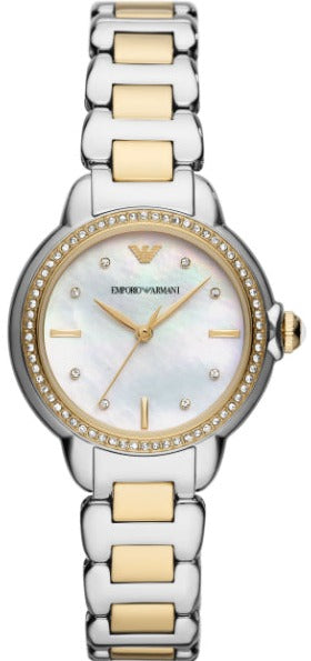 Emporio Armani Mia Quartz Mother of Pearl Dial Two Tone Steel Strap Watch For Women - AR11524