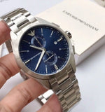 Emporio Armani Claudio Chronograph Blue Dial Silver Steel Strap Watch For Men - AR11541