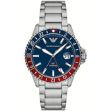 Emporio Armani Sea Explorer GMT Blue Dial Silver Steel Strap Watch For Men - AR11590