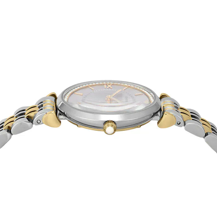 Emporio Armani Gianni T-Bar Beige Dial Two Tone Steel Strap Watch for Women - AR11702