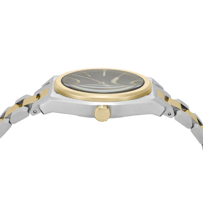 Emporio Armani Antonio Black Dial Two Tone Steel Strap Watch for Men - AR11715
