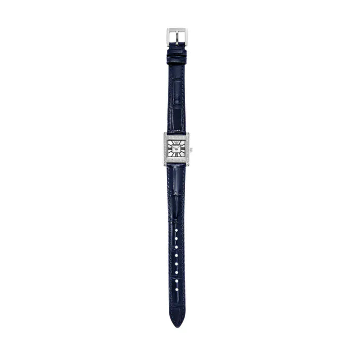 Emporio Armani Genni White Dial Blue Leather Strap Watch for Women - AR11718