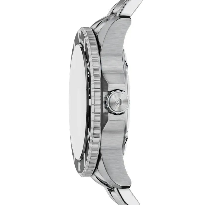 Emporio Armani World Explorer Solar Black Dial Silver Steel Strap Watch for Men - AR11787