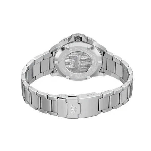 Emporio Armani World Explorer Solar Black Dial Silver Steel Strap Watch for Men - AR11787