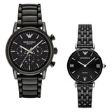 Emporio Armani Ceramica Black Dial Black Ceramic Strap Watch For Women - AR1487