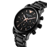 Emporio Armani Luigi Ceramic Chronograph Black Dial Black Strap Watch For Men - AR1509