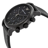 Emporio Armani Luigi Chronograph Black Dial Black Leather Strap Watch For Men - AR1737